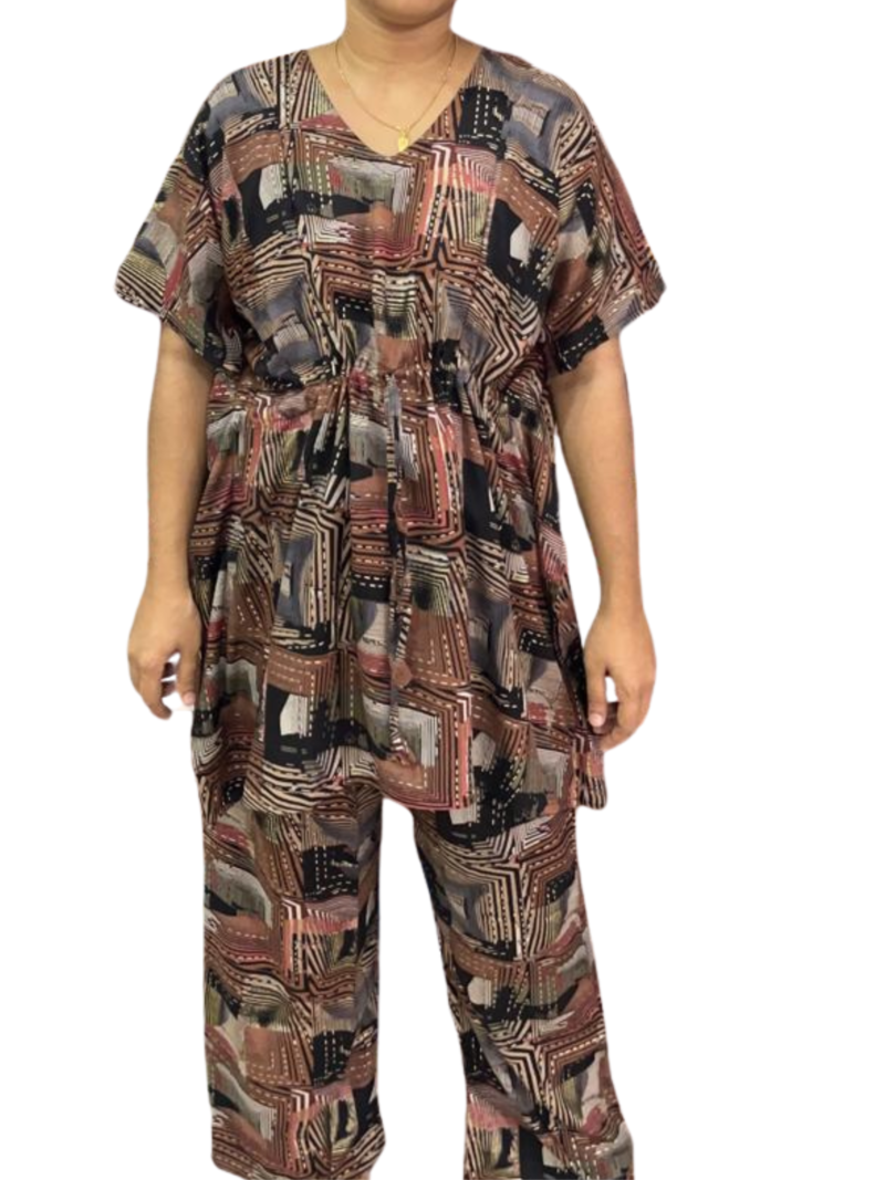 Kaftan Style Feeding  Night Dress with Adjustable Tie & Palazzo Pant