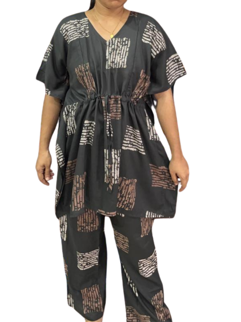 Kaftan Style Feeding  Night Dress with Adjustable Tie & Palazzo Pant