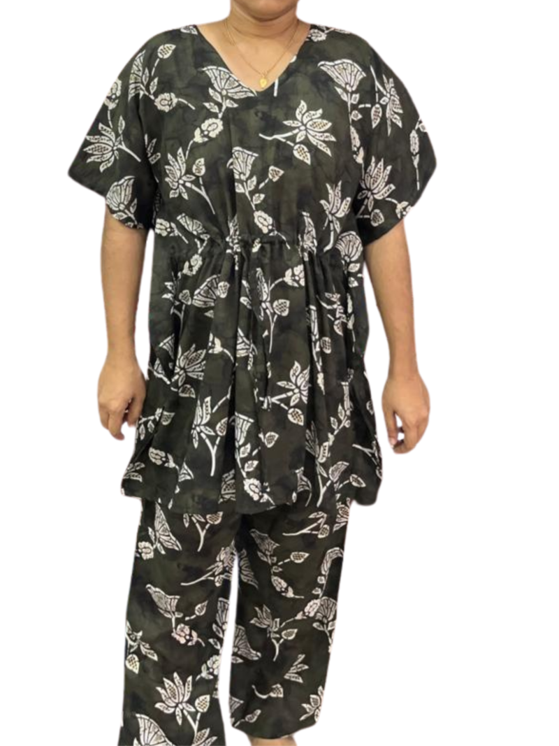 Kaftan Style Feeding  Night Dress with Adjustable Tie & Palazzo Pant