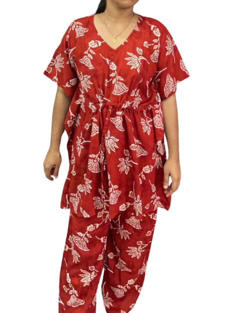 Kaftan Style Feeding  Night Dress with Adjustable Tie & Palazzo Pant